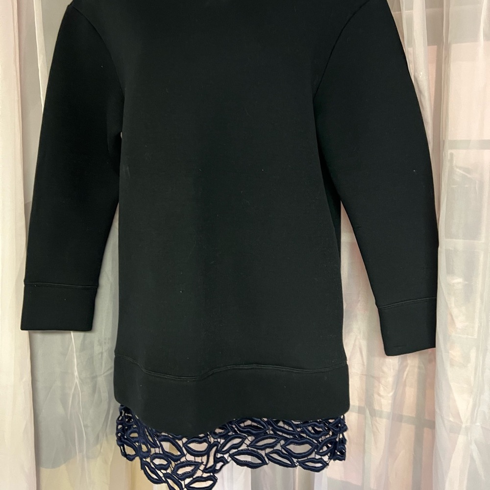 MSGM MILANO classic mini black dress lips lace details sz38